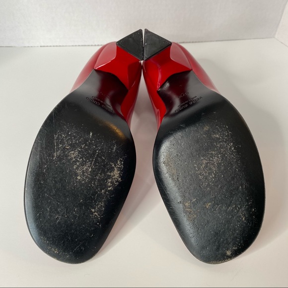 MIU MIU Vintage Red Round Toe, Triangle Heel 37.5 - Picture 10 of 10